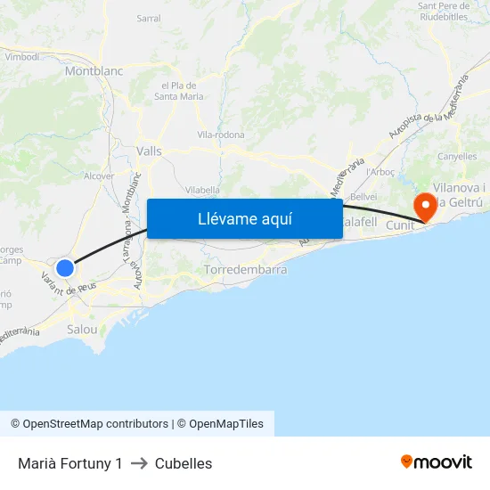 Marià Fortuny 1 to Cubelles map