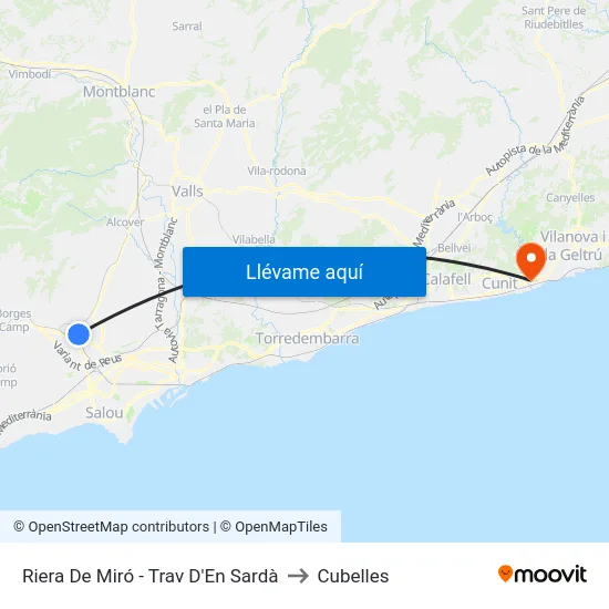 Riera De Miró - Trav D'En Sardà to Cubelles map