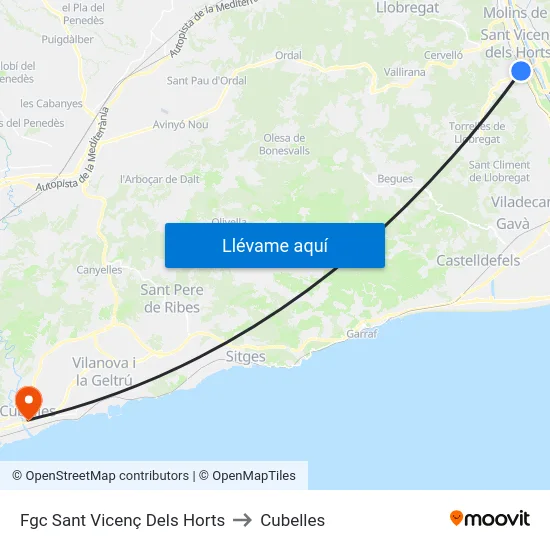 Fgc Sant Vicenç Dels Horts to Cubelles map