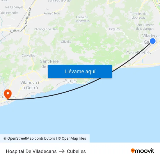 Hospital De Viladecans to Cubelles map