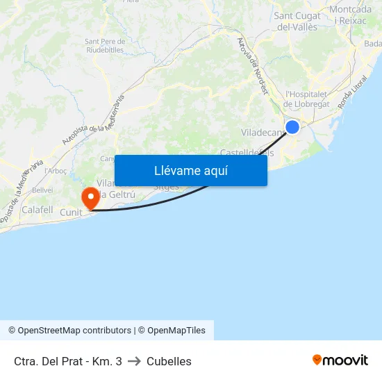 Ctra. Del Prat - Km. 3 to Cubelles map