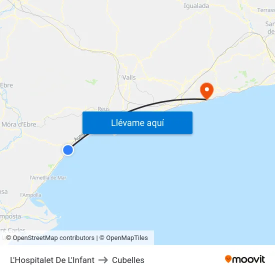 L'Hospitalet De L'Infant to Cubelles map