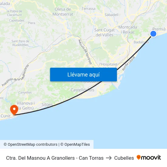 Ctra. Del Masnou A Granollers - Can Torras to Cubelles map