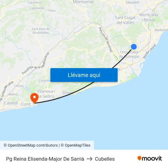 Pg Reina Elisenda-Major De Sarrià to Cubelles map