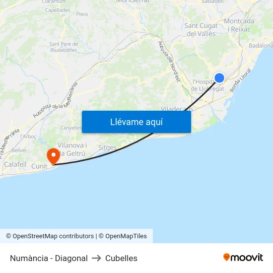 Numància - Diagonal to Cubelles map
