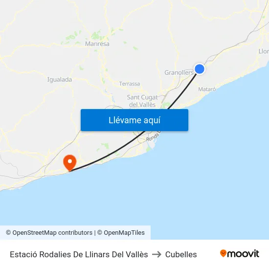Estació Rodalies De Llinars Del Vallès to Cubelles map