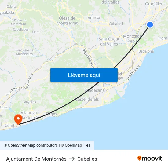 Ajuntament De Montornès to Cubelles map