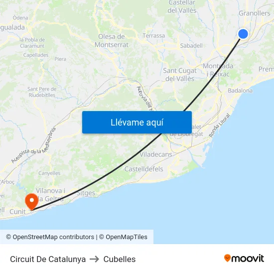 Circuit De Catalunya to Cubelles map
