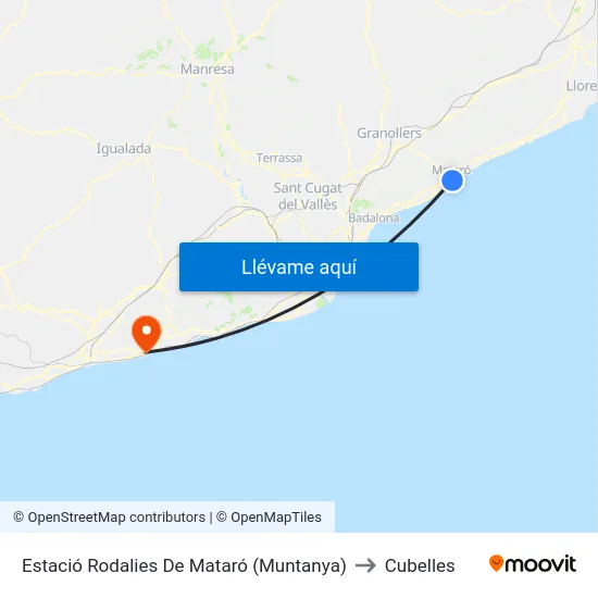 Estació Rodalies De Mataró (Muntanya) to Cubelles map