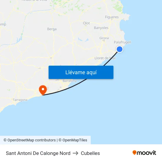 Sant Antoni De Calonge Nord to Cubelles map