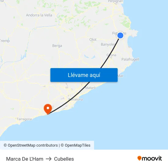 Marca De L'Ham to Cubelles map