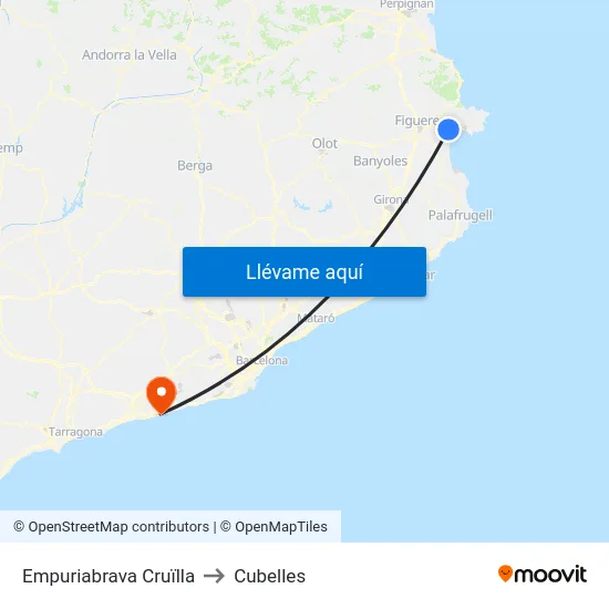 Empuriabrava Cruïlla to Cubelles map