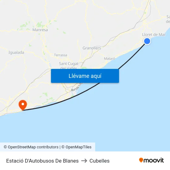Estació D'Autobusos De Blanes to Cubelles map