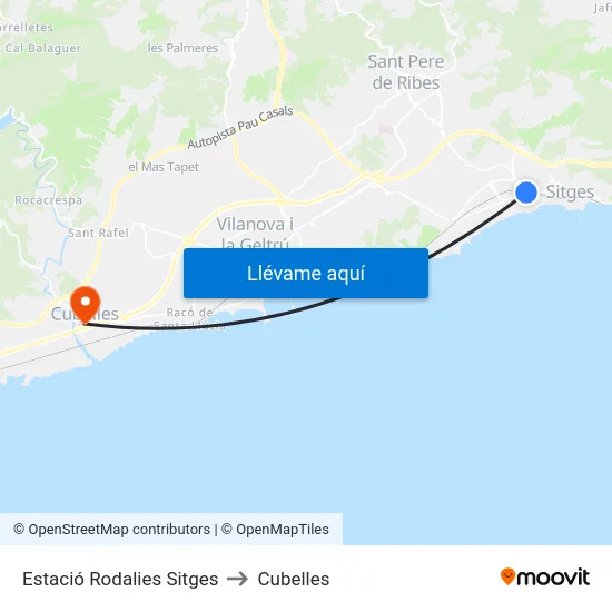 Estació Rodalies Sitges to Cubelles map