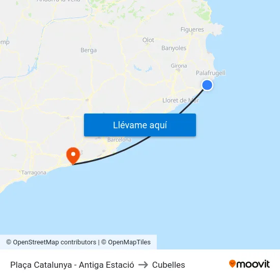 Plaça Catalunya - Antiga Estació to Cubelles map