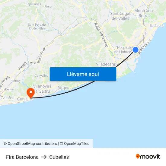 Fira Barcelona to Cubelles map