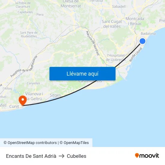 Encants De Sant Adrià to Cubelles map