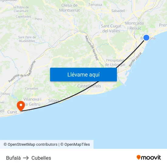 Bufalà to Cubelles map