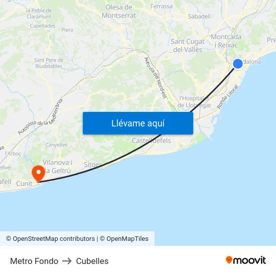 Metro Fondo to Cubelles map