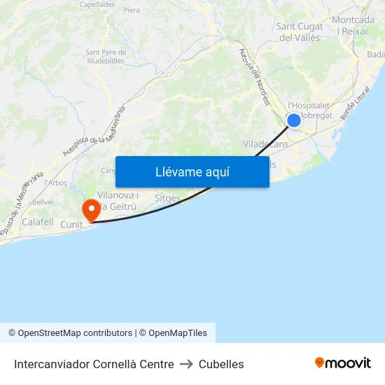 Intercanviador Cornellà Centre to Cubelles map
