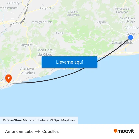 American Lake to Cubelles map