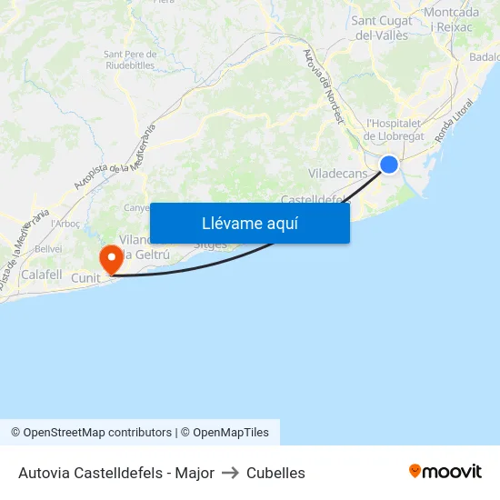 Autovia Castelldefels - Major to Cubelles map