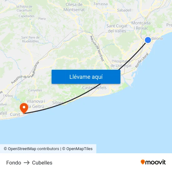 Fondo to Cubelles map