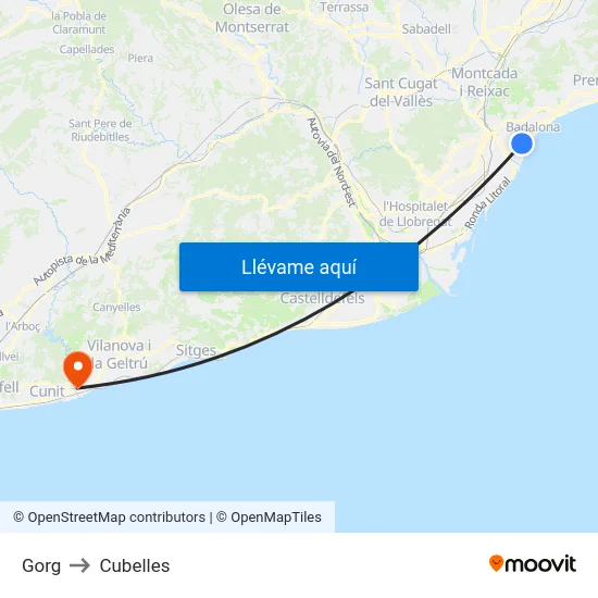 Gorg to Cubelles map