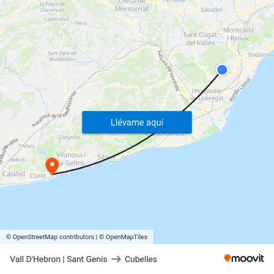 Vall D'Hebron | Sant Genís to Cubelles map