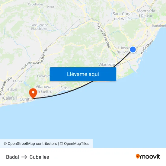 Badal to Cubelles map