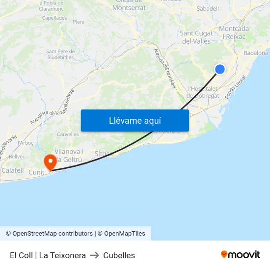 El Coll | La Teixonera to Cubelles map