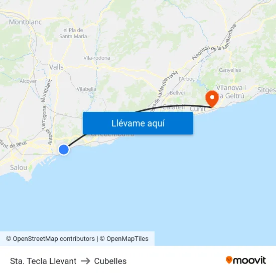 Sta. Tecla Llevant to Cubelles map