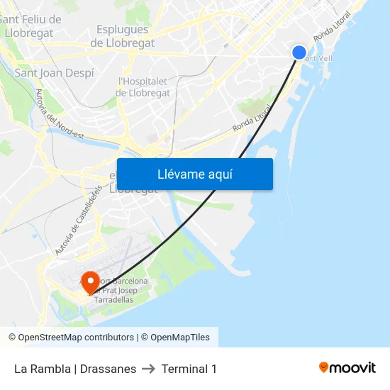 La Rambla | Drassanes to Terminal 1 map