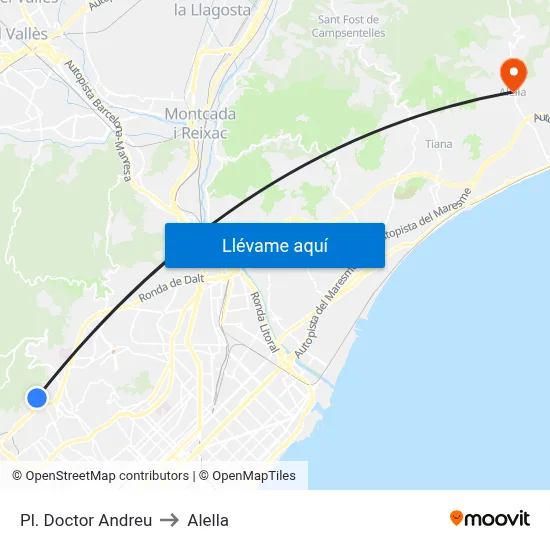 Pl. Doctor Andreu to Alella map