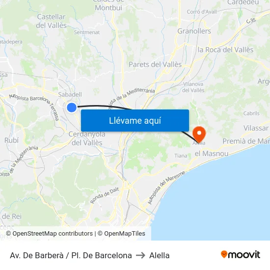 Av. De Barberà / Pl. De Barcelona to Alella map