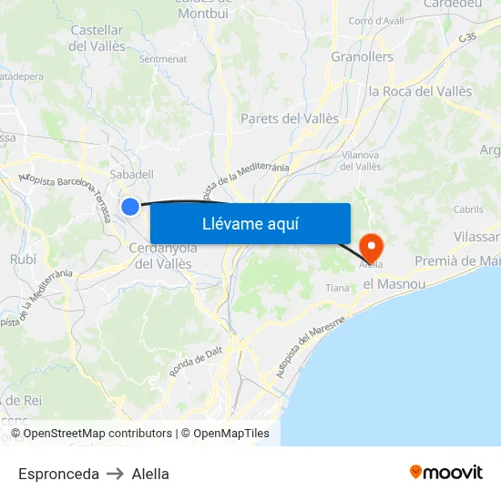 Espronceda to Alella map