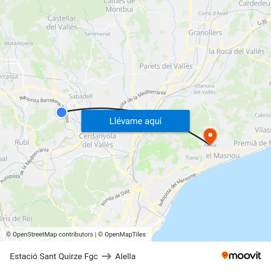 Estació Sant Quirze Fgc to Alella map