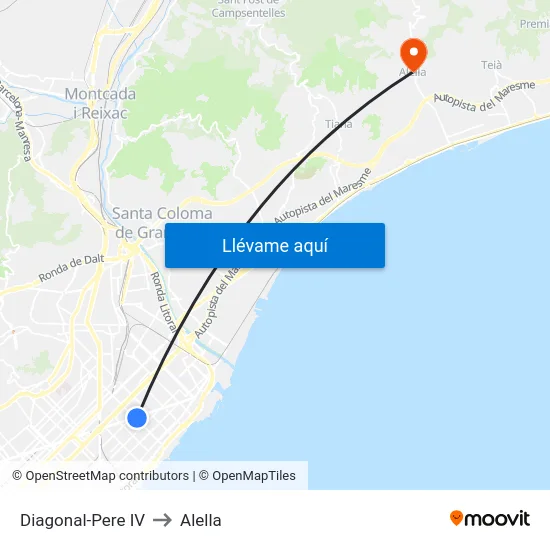 Diagonal-Pere IV to Alella map