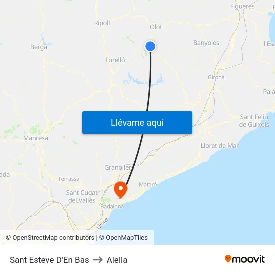Sant Esteve D'En Bas to Alella map