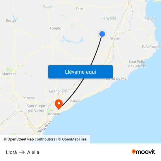 Llorà to Alella map