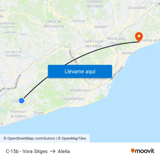 C-15b - Vora Sitges to Alella map