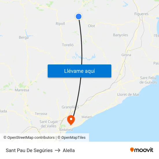 Sant Pau De Segúries to Alella map