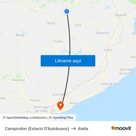 Camprodon  (Estació D’Autobusos) to Alella map