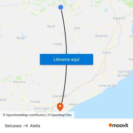 Setcases to Alella map