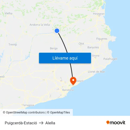 Puigcerdà-Estació to Alella map