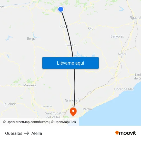 Queralbs to Alella map