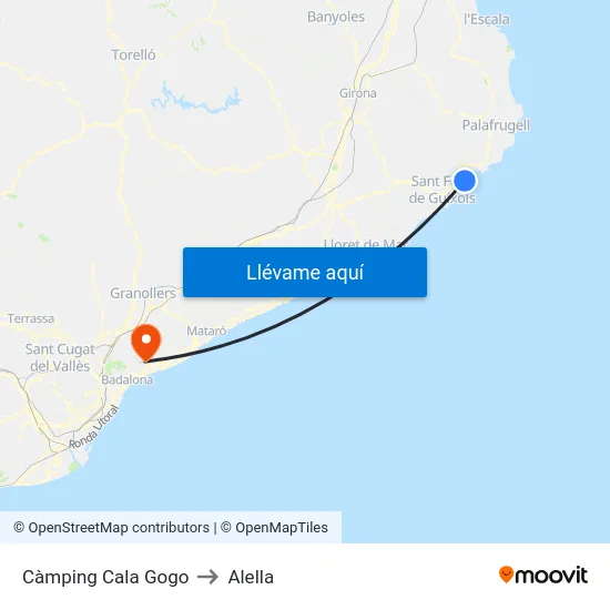 Càmping Cala Gogo to Alella map