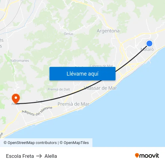 Escola Freta to Alella map
