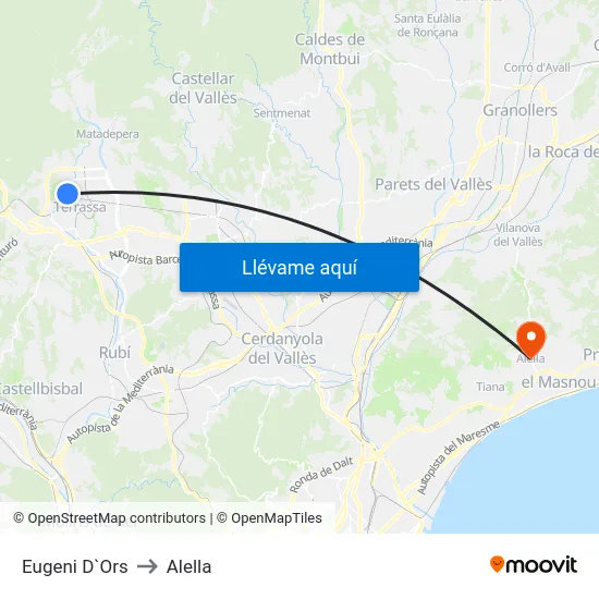 Eugeni D`Ors to Alella map