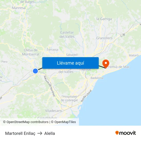 Martorell Enllaç to Alella map